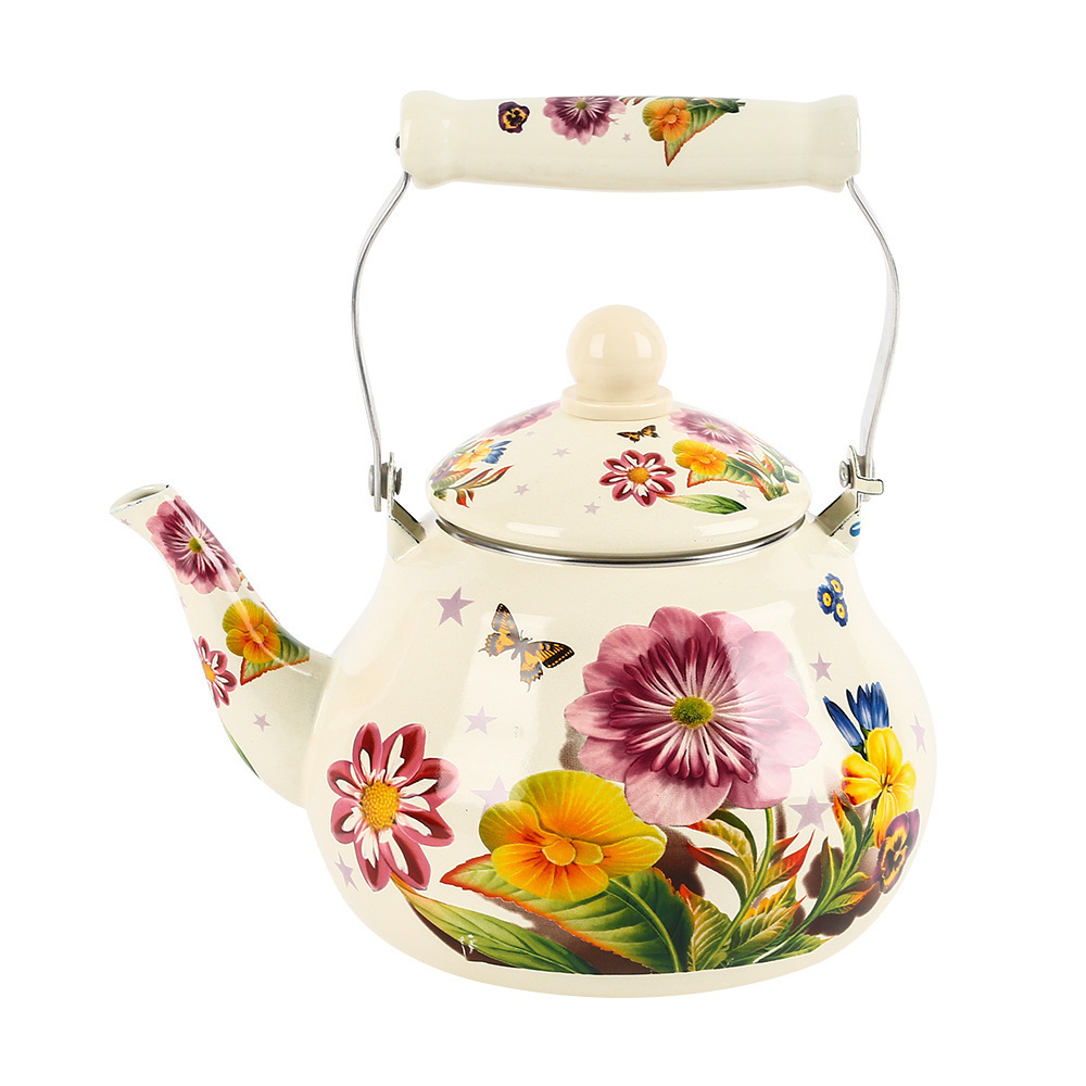 Hot Sale Luxurious Flower Design Enamel Teapot Kettle