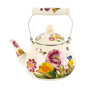 Hot Sale Luxurious Flower Design Enamel Teapot Kettle