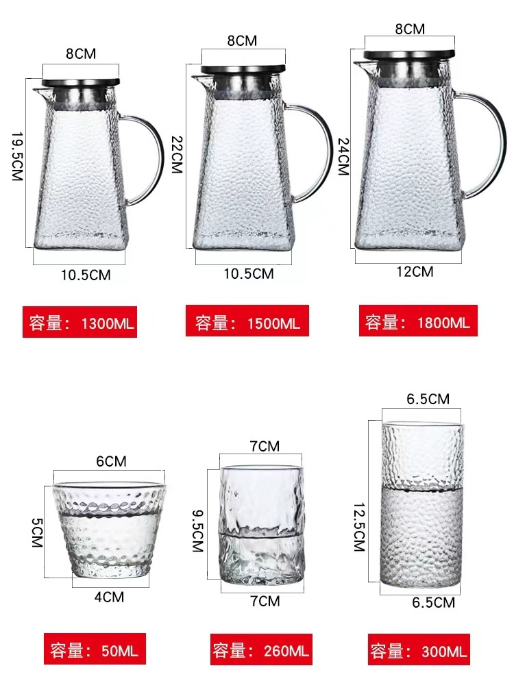 gdkk Arab Muslim household High Borosilicate Tea Milk Juice cup Thickened 5 piece set Clear Glass Cold Kettle and Coffee Tea Cup Set