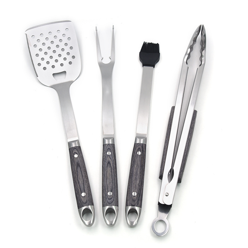 high quality 4pcs BBQ Grill Tools Set  kitchen accessories barbecue set  slotted turner fork tong oil brush