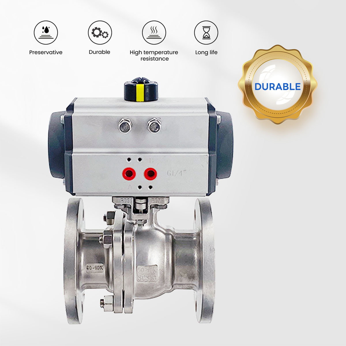 High platform flange two-piece full bore pneumatic ball valve stainless steel ball valve