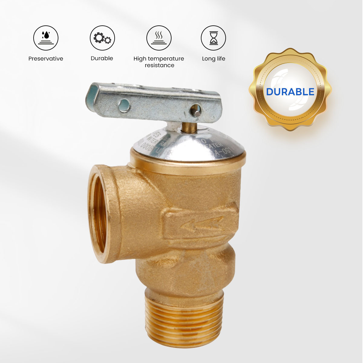 Low lead brass safety valve NPT water heater with American standard 150psi pressure reducing valve throttling