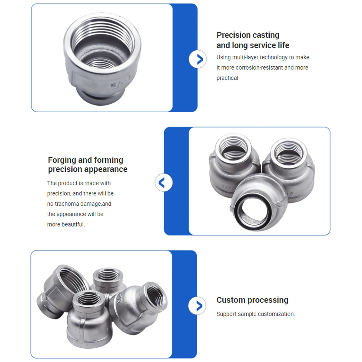 304 stainless steel concentric reducer pipe clamp internal thread concentric reducer pipe fittings accessories