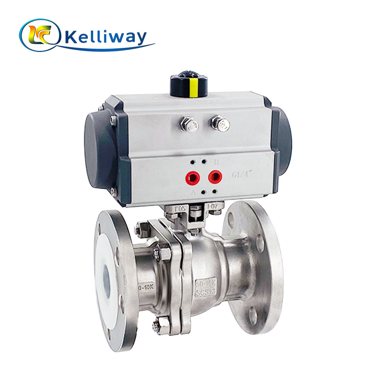 High platform flange two-piece full bore pneumatic ball valve stainless steel ball valve