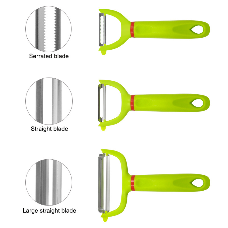 Kitchen Gadgets Stainless Steel 3 pcs Multifunction Vegetable Peeler set with Non-slip Handle for home kitchen