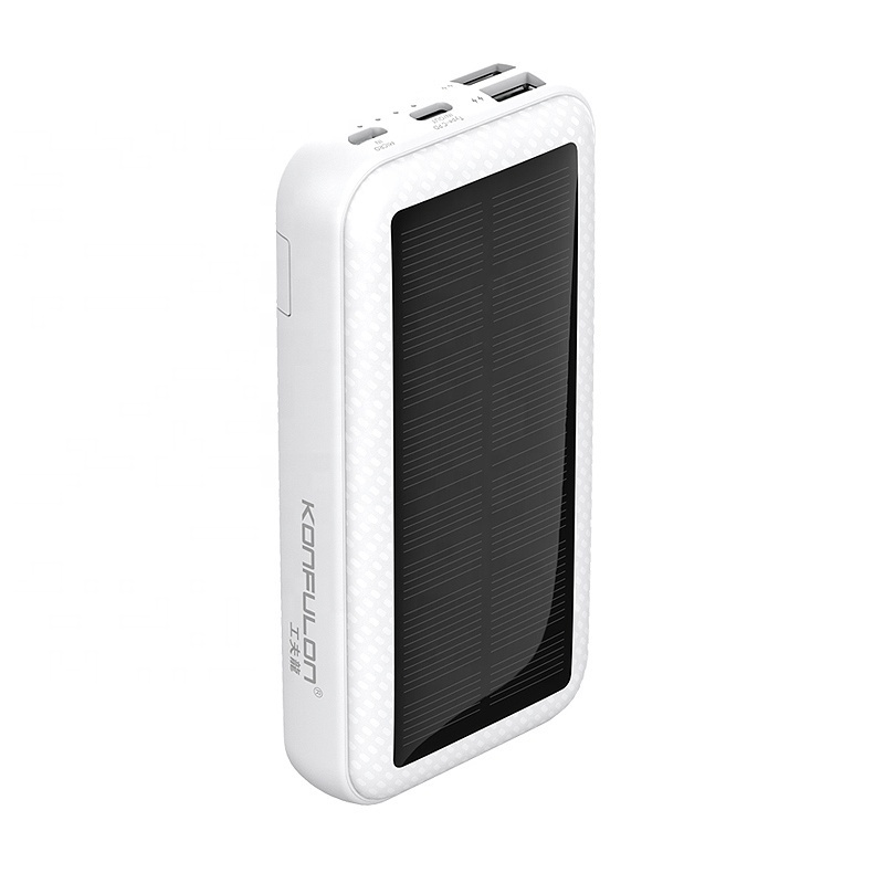 Konfulon Top Selling Solar Portable Power Bank 20000mah USB QC3.0 22.5W Max Type C 20W PD Solar Power Bank Built-in Phone Holder