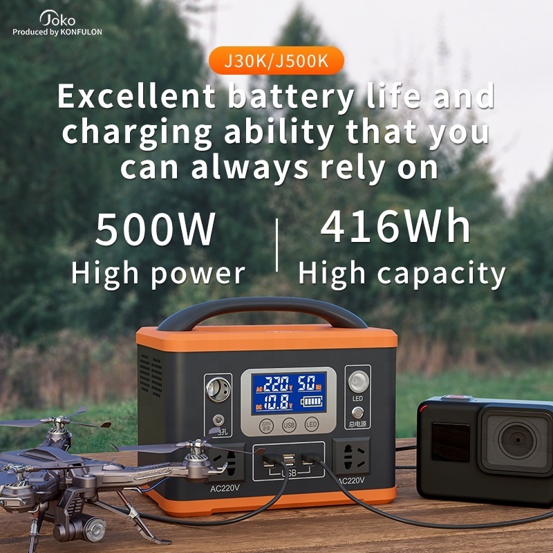 Konfulon New Release 2023 Solar Portable Power Station Powerbank UPS 500W 112500mAh Lithium Battery For Camping Power Supply