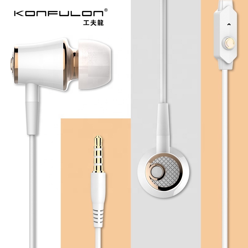 Konfulon Hot Selling Products 2023 Low Price 3.5mm Wired Headphones 1M TPE Wired Earphone Wire In Ear Earbuds For Mobile Phones