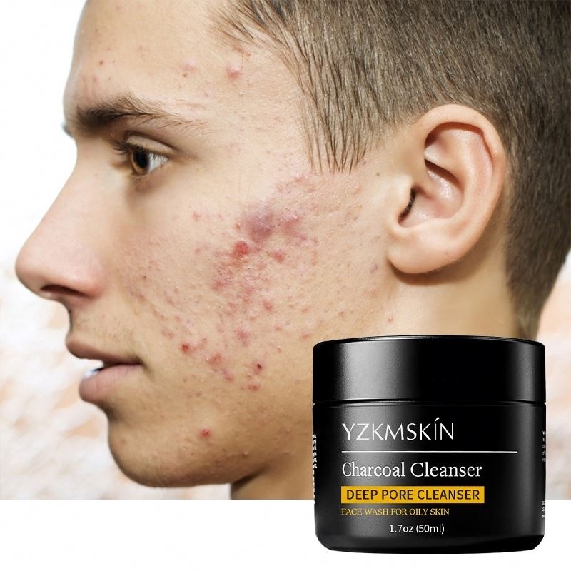 Skincare Sulfate Free Men Facial Cleansing Exfoliating with Charcoal and remove Acne Scarring Men Face Charcoal Face Wash