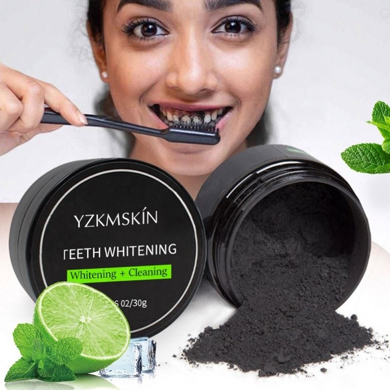 100% Activated Charcoal natural Organic Mint Private Label Care Oral Natural Active Black Charcoal Teeth Whitening Powder