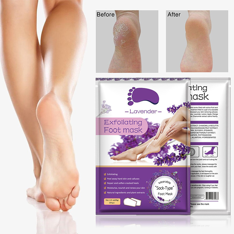 Wholesale Private Label Natural Organic Foot Peeling Moisturizer Exfoliating Nourishing  Lavender Foot Peeling Mask