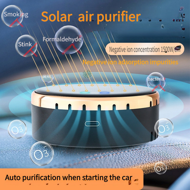 Solar-Powered Car Air Purifier with Household Deodorization Features Second-Hand Smoke Elimination and Air Purification