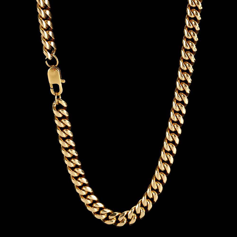 Occident Hot Sale Bulk Stainless Steel Cuban Link 4 6 8mm Width Hip Hop Style Gold Plating Buckle Chain for Men