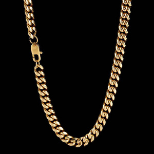 Occident Hot Sale Bulk Stainless Steel Cuban Link 4 6 8mm Width Hip Hop Style Gold Plating Buckle Chain for Men