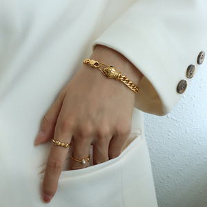 Women High End Hip Hop Style 18K PVD Gold Plated Stainless Steel Jewelry Snake Bracelet