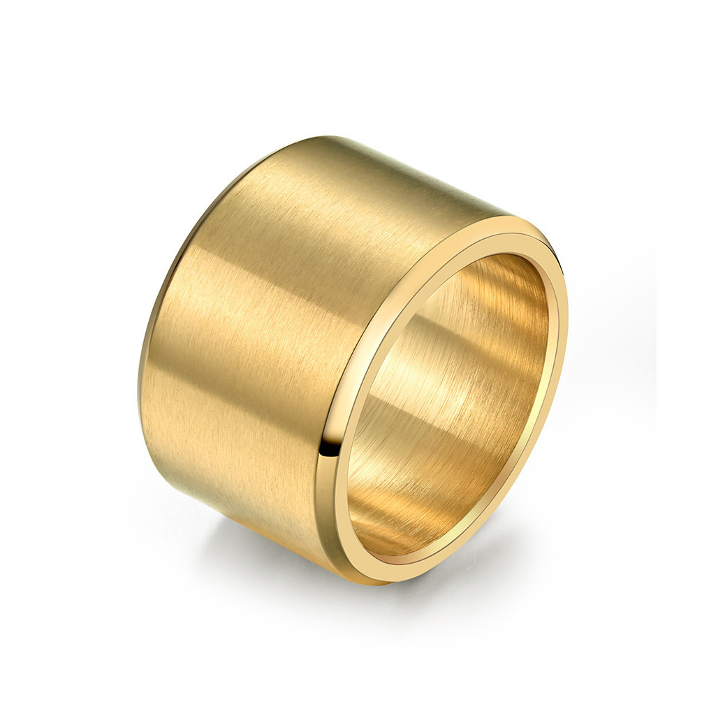 Custom Men Matte Color Simple Style 18K Gold Plated 316L Stainless Steel Jewelry Ring