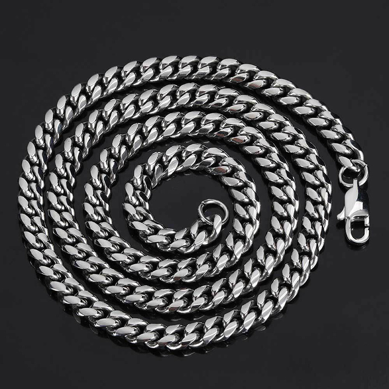 Occident Hot Sale Bulk Stainless Steel Cuban Link 4 6 8mm Width Hip Hop Style Gold Plating Buckle Chain for Men