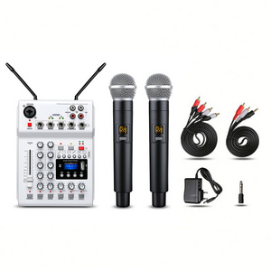 The Newest 2 Channel USB Multi-functional Lane Audio Mixer Karaoke Mini Mixer Wireless Handheld Microphone