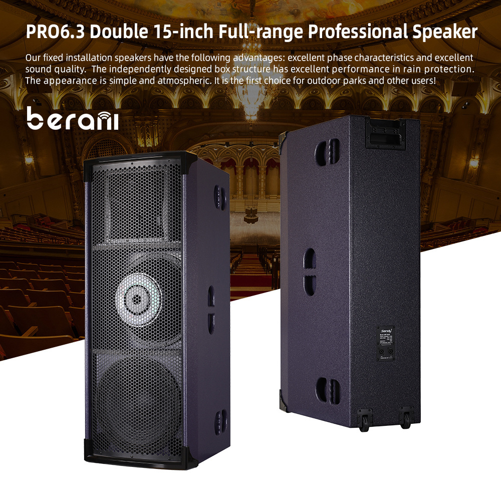 Berani PRO6.3 Fashion PA System Sound Bar Full Range Professional Audio Speaker Home Theater Party Double 15 Inch Wood 3C