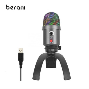 Berani BL-806 Newest Design Custom Double Cartridges Microphone Black Gift Box Flash Light Wired Pc,mobile Phone Support -