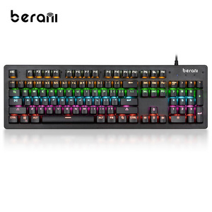 Berani K100 Hot Selling Wired 104 Keys Desktop Blue Switch Mechanical Gaming Keyboard RGB Aluminium + ABS Black Usb USB 2.0