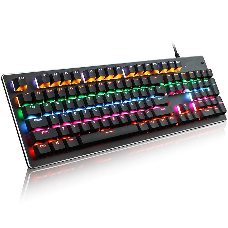 Berani K100 Hot Selling Wired 104 Keys Desktop Blue Switch Mechanical Gaming Keyboard RGB Aluminium + ABS Black Usb USB 2.0