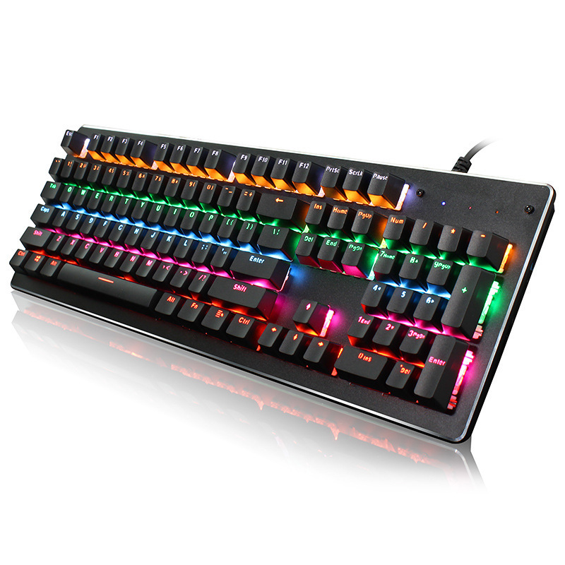 Berani K100 Hot Selling Wired 104 Keys Desktop Blue Switch Mechanical Gaming Keyboard RGB Aluminium + ABS Black Usb USB 2.0