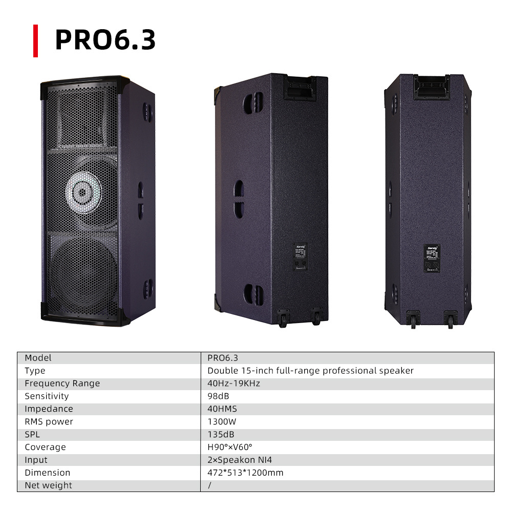 Berani PRO6.3 Fashion PA System Sound Bar Full Range Professional Audio Speaker Home Theater Party Double 15 Inch Wood 3C