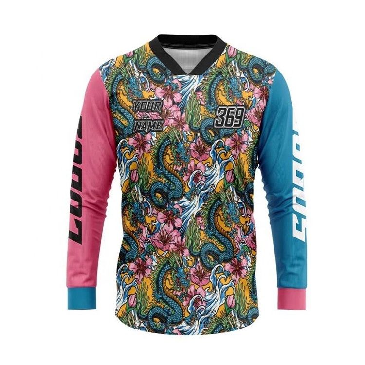 Wholesale sublimated motocross jerseys racing shirt blank custom plain long sleeve motorcycle jersey