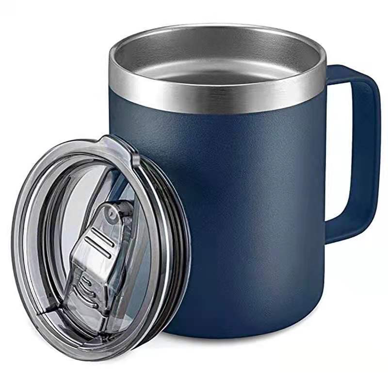 double wall stainless steel flask insulated wine tumbler 12 oz coffee mug with handle