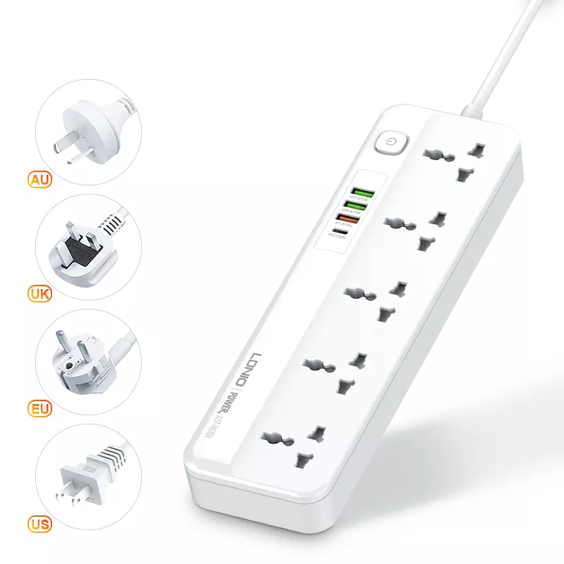 LDNIO SC5415 Power Strip 4 USB Port and Switch Button Extension Power Socket 2500 W 5 OUTLETS Total 20 W