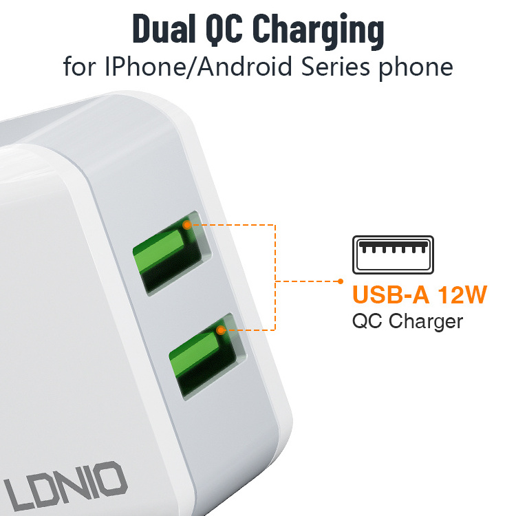 LDNIO A2201 12W Charger wall power adapter for phone and tablet 2.1a wall charger korea slim wall charger