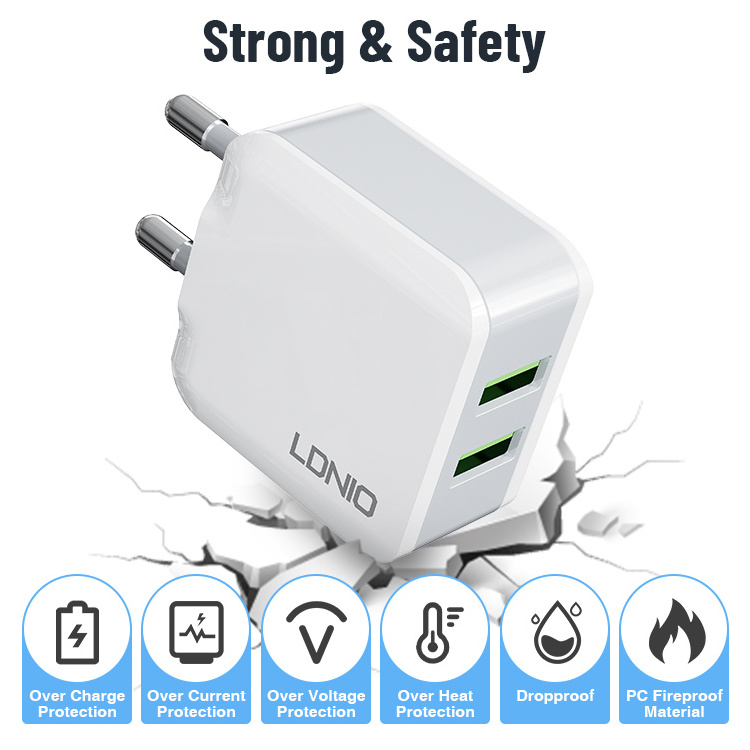 LDNIO A2201 12W Charger wall power adapter for phone and tablet 2.1a wall charger korea slim wall charger