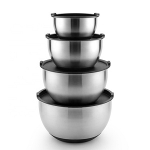 Premium Quality Easy-Grip German Bowl Set Serving Large Metal Nesting Baking Stainless-Steel Mixing Food Storage Bowl