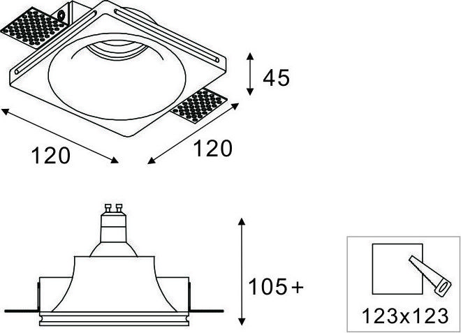 GDLED IP20   Plaster Down Lighting, Gypsum Recessed Trimless  Spot Light  for Home