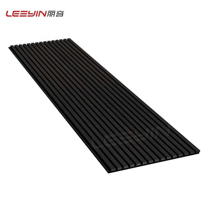 Fire-retardant Wood Panel Akupanel Black Oak Slat Akustik Panel Office Hotel Sound Absorbing Panel