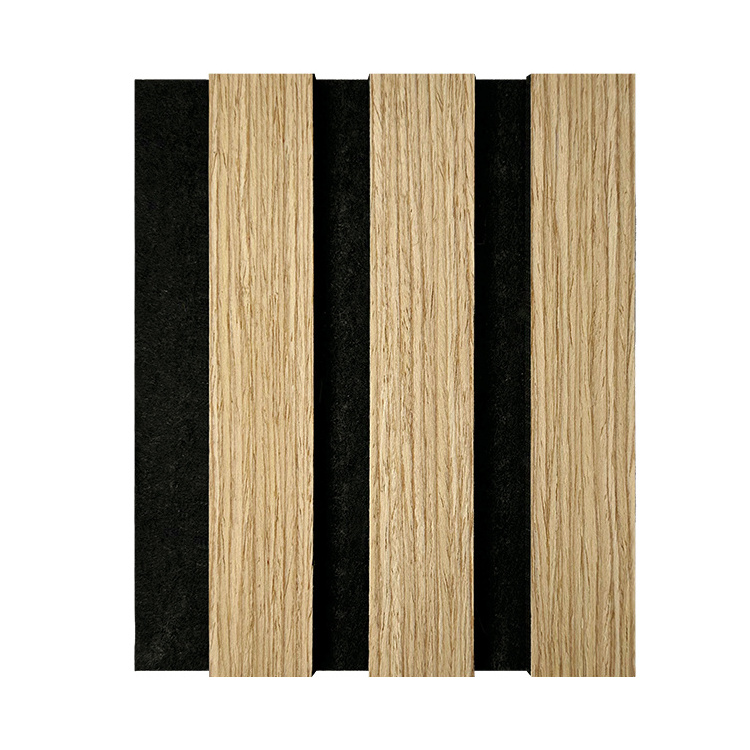 PET slat wood panels wall decor interior contemporary acoustic panel wool felt