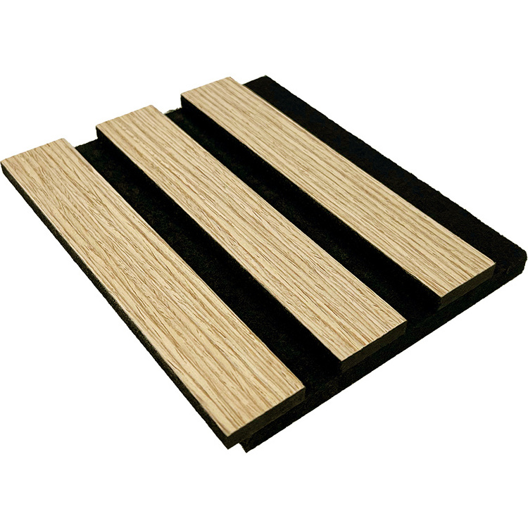 PET slat wood panels wall decor interior contemporary acoustic panel wool felt