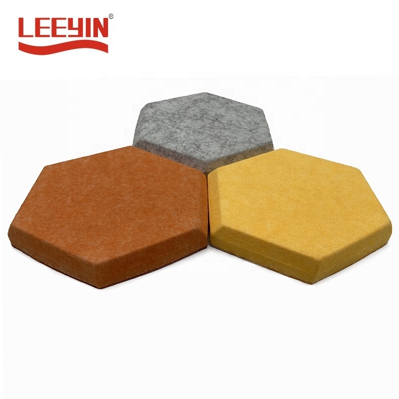 Recyclable PET Panel High Density Sound Absorption Polyester 3D Wall Panel Theatre Hexagon Acoustic Panels