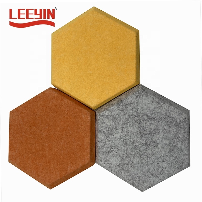 Recyclable PET Panel High Density Sound Absorption Polyester 3D Wall Panel Theatre Hexagon Acoustic Panels