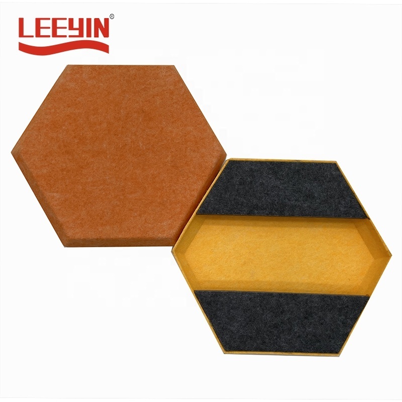 Recyclable PET Panel High Density Sound Absorption Polyester 3D Wall Panel Theatre Hexagon Acoustic Panels