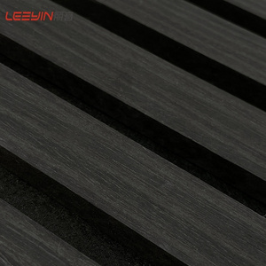 Fire-retardant Wood Panel Akupanel Black Oak Slat Akustik Panel Office Hotel Sound Absorbing Panel