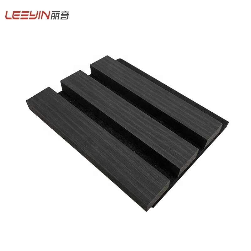 Fire-retardant Wood Panel Akupanel Black Oak Slat Akustik Panel Office Hotel Sound Absorbing Panel