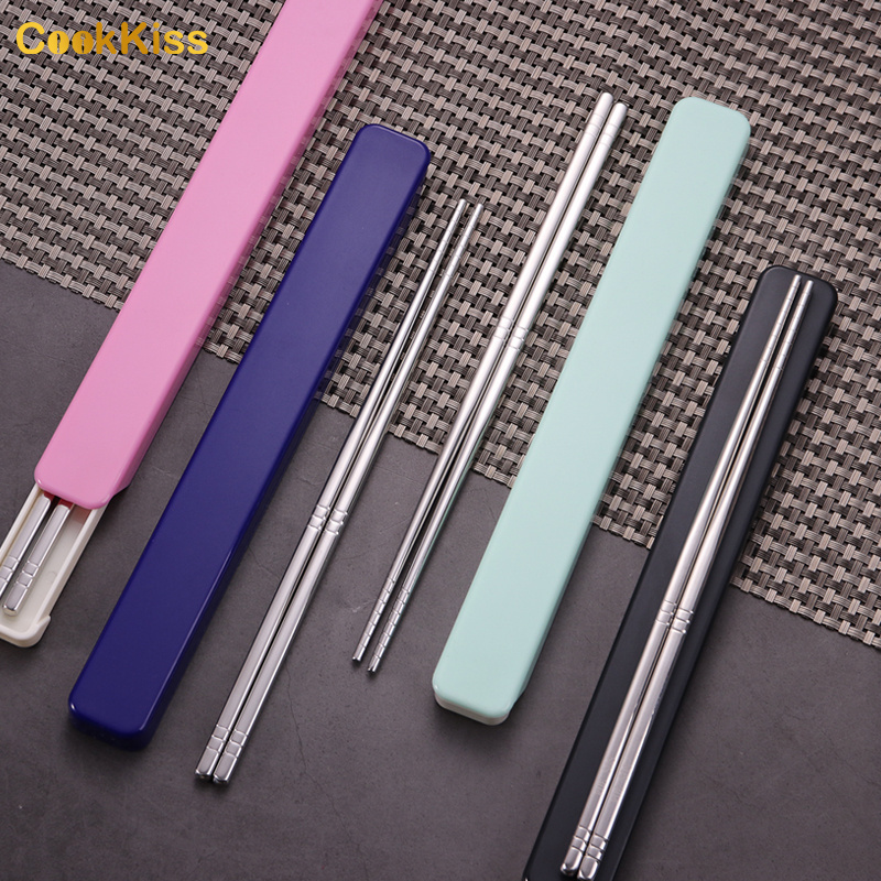 Manufacturer Custom Japanese Reusable Printing Stainless Steel Travel Chopsticks With Box