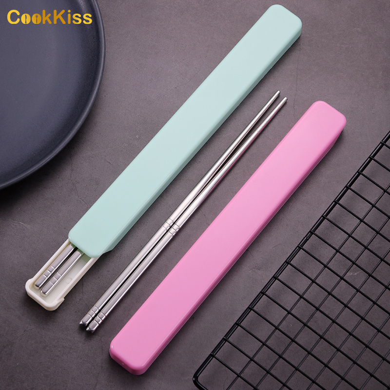 Manufacturer Custom Japanese Reusable Printing Stainless Steel Travel Chopsticks With Box