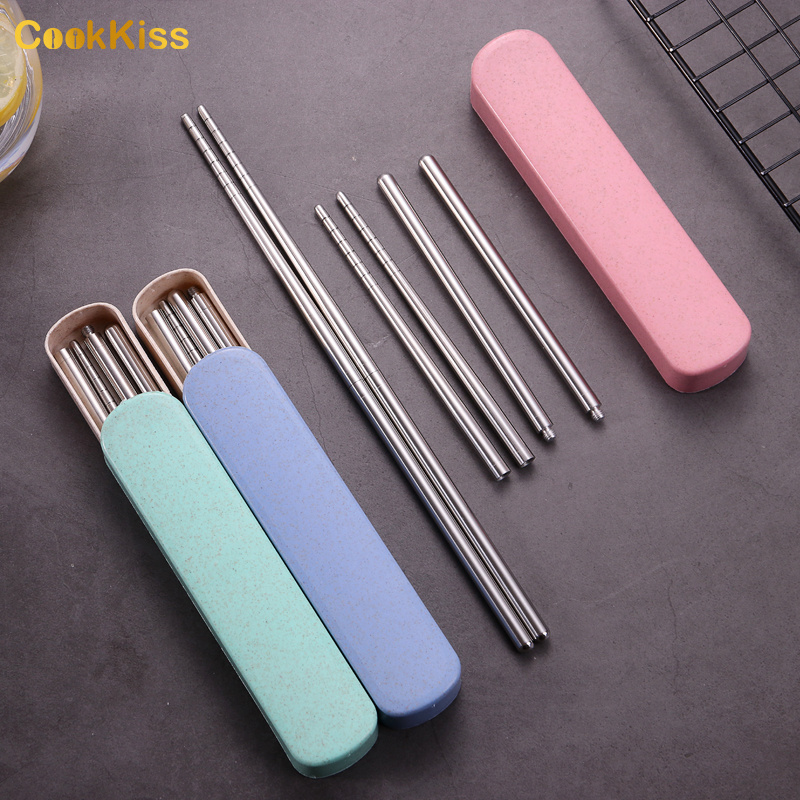 Manufacturer Custom Japanese Reusable Printing Stainless Steel Travel Chopsticks With Box