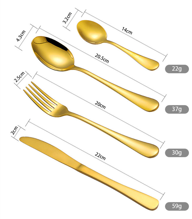 Wholesale Luxury Silver Rose Gold Wedding Stainless Steel Flatware Golden Spoon Knife Fork Set 24pcs Cubiertos Cutlery Set