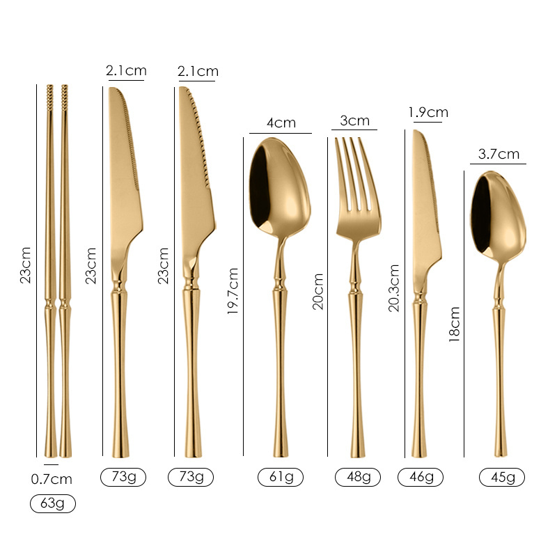 Custom High Quality Luxury Gold Stainless Steel Eco Friendly 18/10 Metal Wedding Cutlery