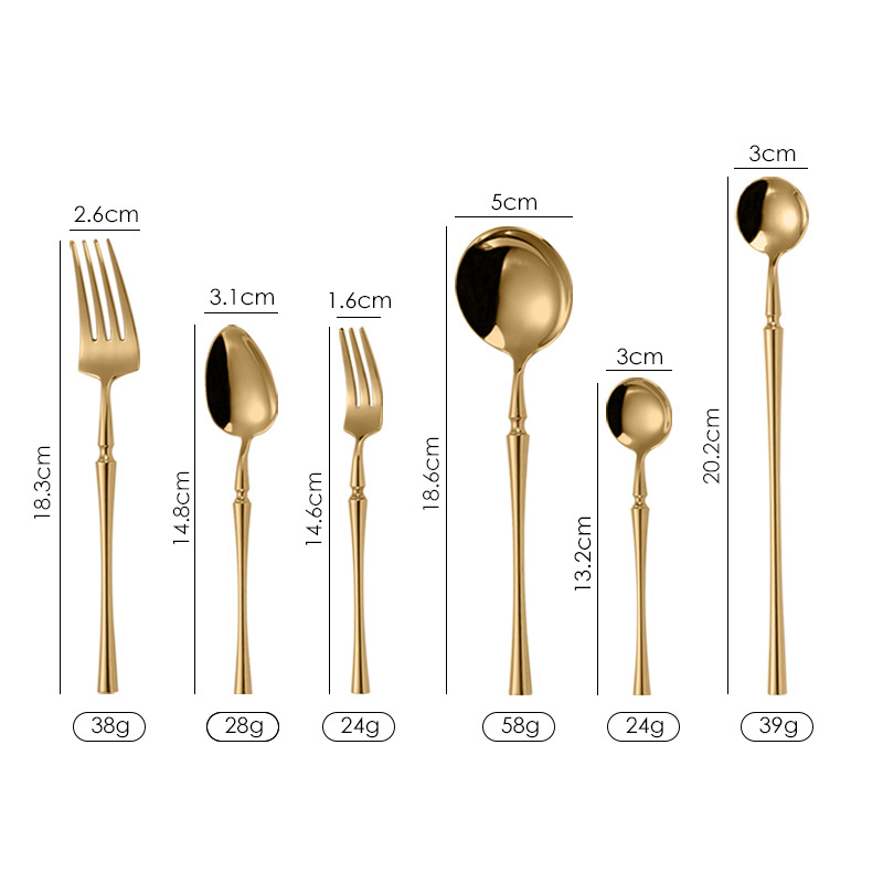 Custom High Quality Luxury Gold Stainless Steel Eco Friendly 18/10 Metal Wedding Cutlery