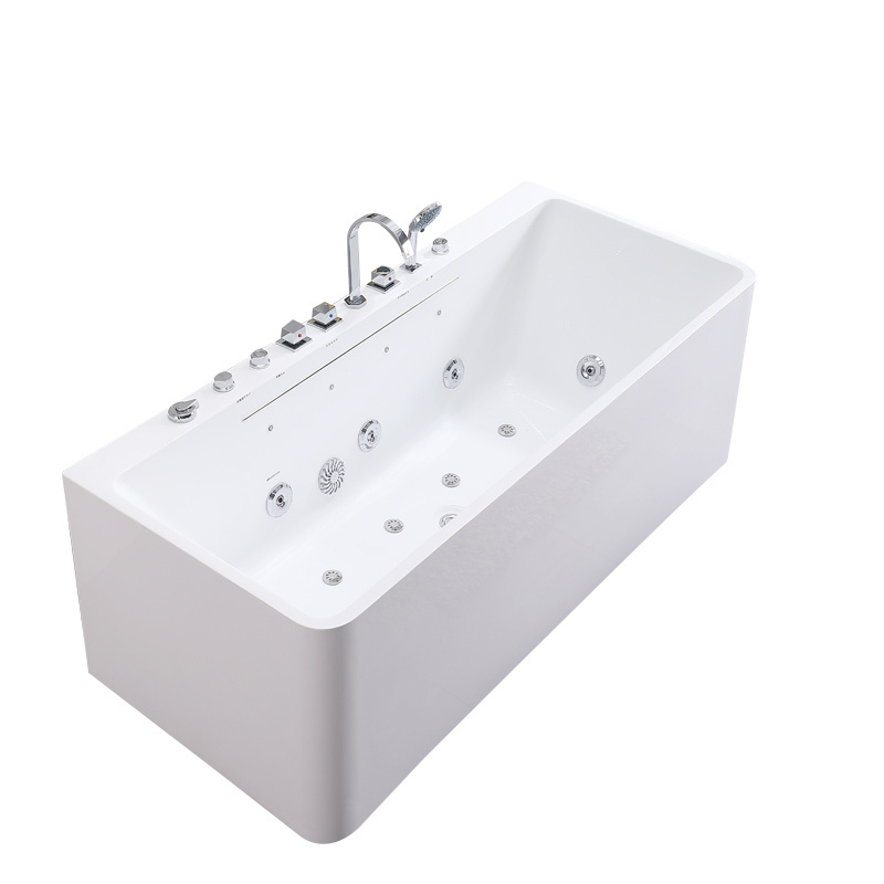 Bathroom rectangle acrylic bathtub Jetted whirlpool tub free standing bathtub indoor customized ceramic bathtubs